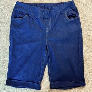 Women within stretch denim shorts